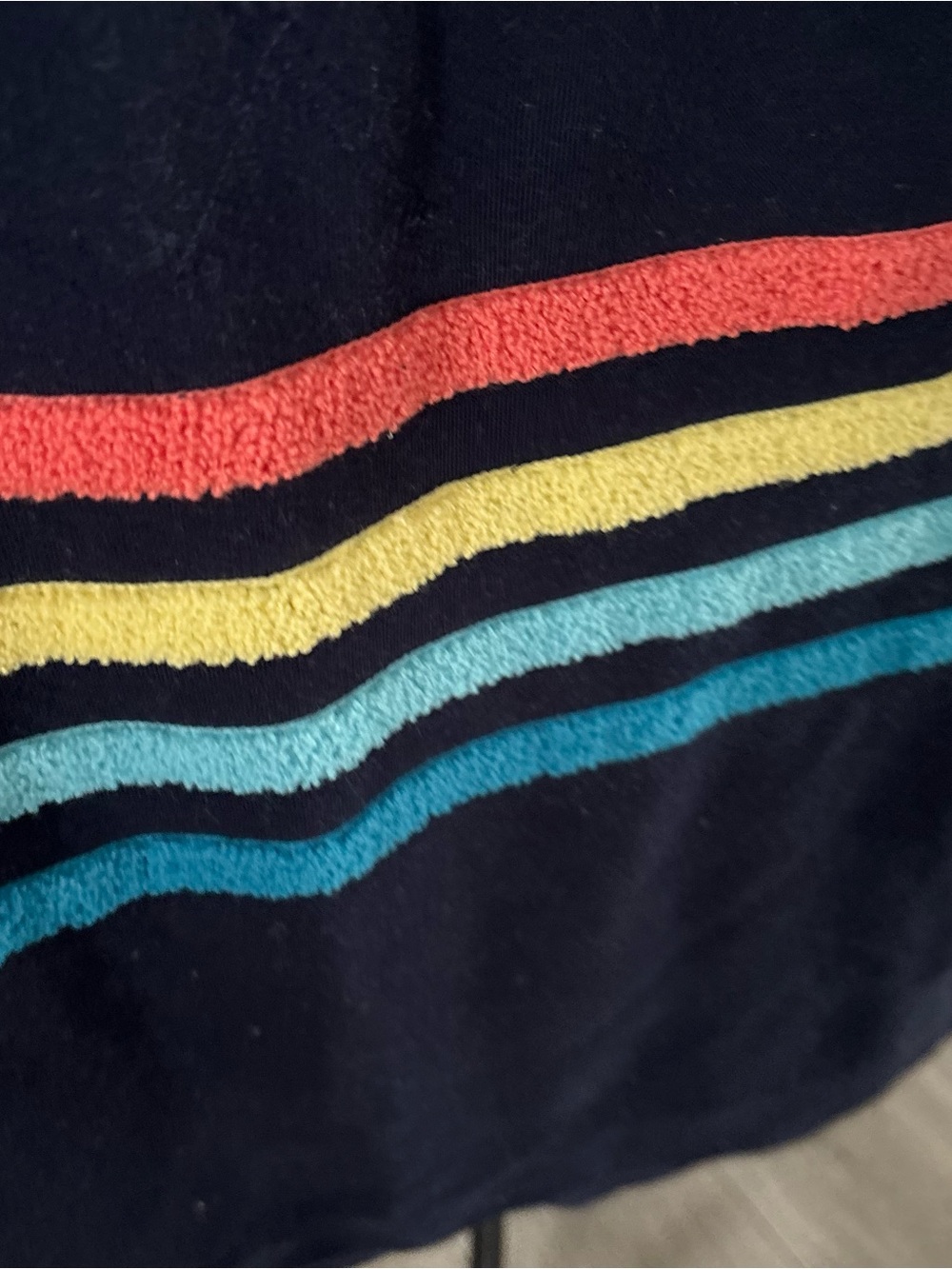 Lou & Grey Navy Crewneck Sweatshirt with Rainbow Stripes - Picture 4 of 8